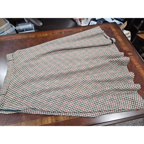 Vintage Century of Boston Plaid Midi Wool Skirt Size 12 Cream Green Pink Pleated - Picture 7 of 7